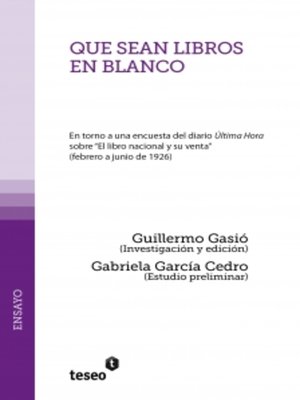 cover image of Que sean libros en blanco